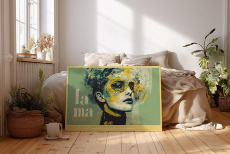 Paul Sinus Wandbild 120x80cm Modernes Frauenportraet mit abstrakten Farben kuenstlerische Pop Art Illustration