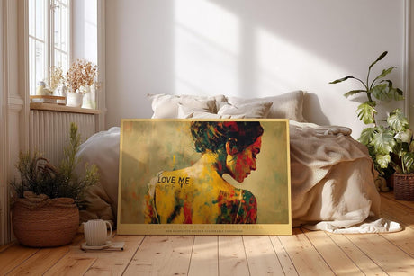 Paul Sinus Wandbild 120x80cm Modernes Frauenportrait mit farbiger Strukturkunst Ausdrucksstarke Kunst in Gelb Rot und Gruen