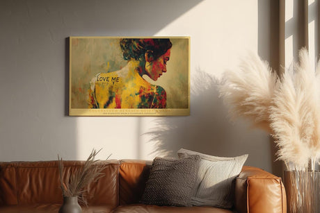 Paul Sinus Wandbild 120x80cm Modernes Frauenportrait mit farbiger Strukturkunst Ausdrucksstarke Kunst in Gelb Rot und Gruen