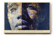 Paul Sinus Wandbild 120x80cm Modernes Kunstportrait in Blau und Gold Abstrakt inspiriertes Gesichtsmotiv