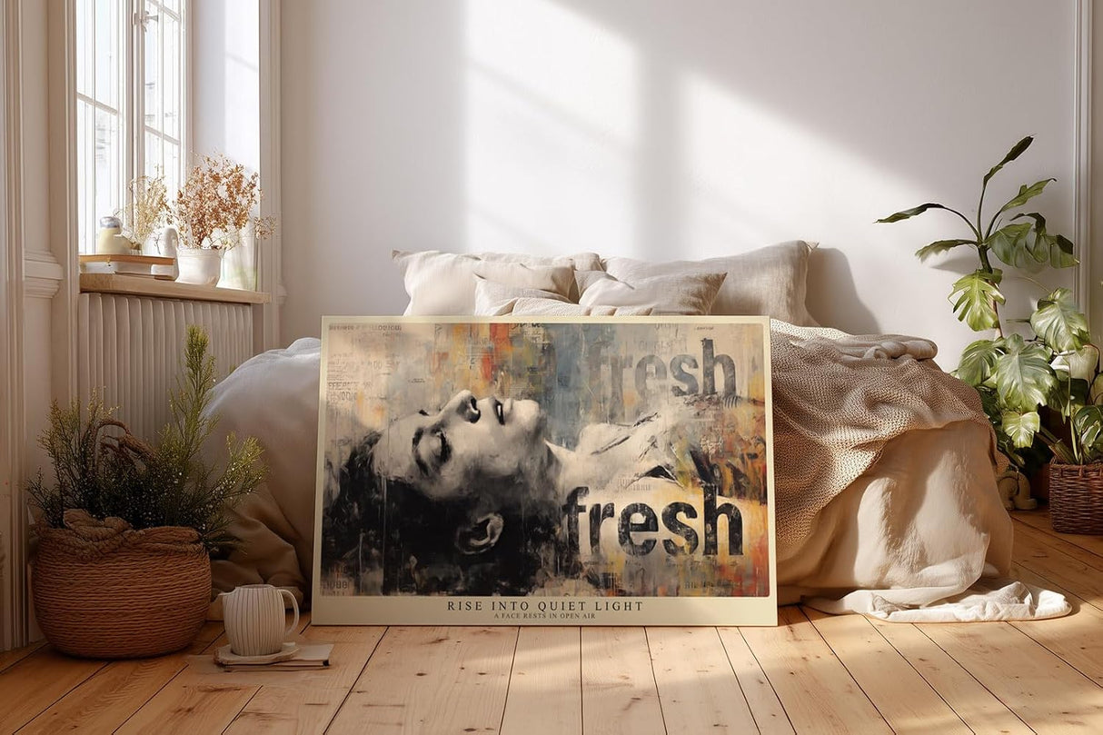Paul Sinus Wandbild 120x80cm Modernes Portrait Collage Kunstmotiv Gesicht mit urbanen Textstrukturen