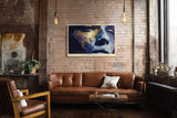 Paul Sinus Wandbild 120x80cm Modernes Portrait Gold Blau Kunstmotiv Ausdrucksstarkes Gesicht in abstrakter Malerei