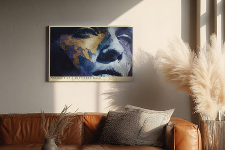 Paul Sinus Wandbild 120x80cm Modernes Portrait Gold Blau Kunstmotiv Ausdrucksstarkes Gesicht in abstrakter Malerei