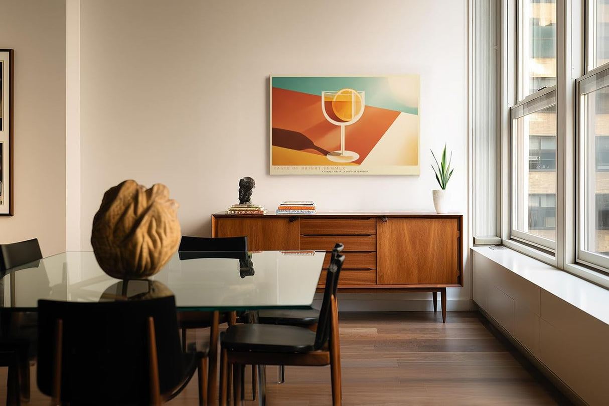 Paul Sinus Wandbild 120x80cm modernes Stillleben Glas Zitrone minimalistische Kunst bunt Kunstdruck grosses Kunstbild stilvolle Wanddekoration fuer Wohnzimmer Kueche Esszimmer Büro