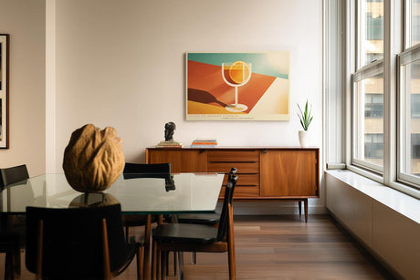 Paul Sinus Wandbild 120x80cm modernes Stillleben Glas Zitrone minimalistische Kunst bunt Kunstdruck grosses Kunstbild stilvolle Wanddekoration fuer Wohnzimmer Kueche Esszimmer Büro