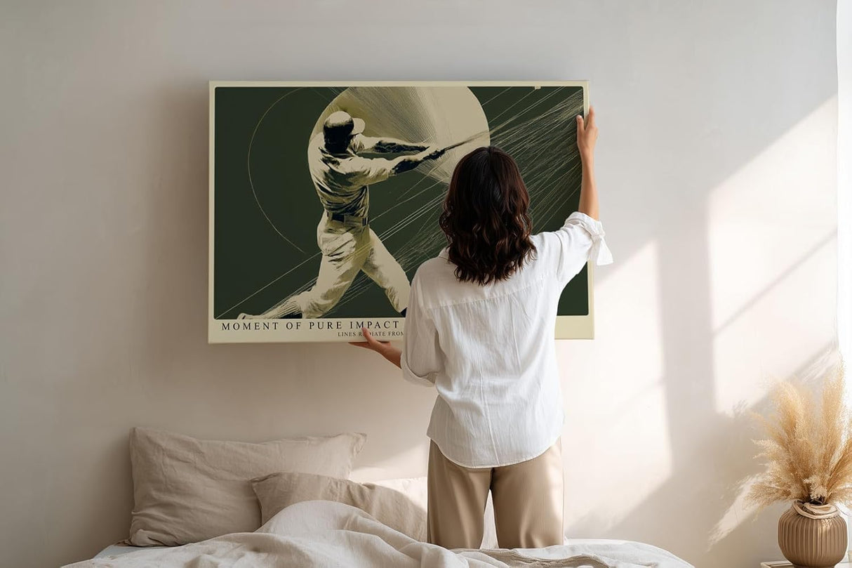 Paul Sinus Wandbild 120x80cm Moment of Pure Impact Baseball Sport Kunst Illustration dynamisches Poster für Wohnzimmer Büro Studio