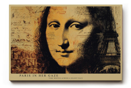 Paul Sinus Wandbild 120x80cm Mona Lisa Paris Collage Kunstmotiv Klassisches Portrait mit Eiffelturm