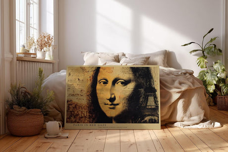 Paul Sinus Wandbild 120x80cm Mona Lisa Paris Collage Kunstmotiv Klassisches Portrait mit Eiffelturm