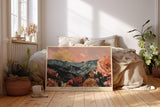 Paul Sinus Wandbild 120x80cm Mond Über Bergen Blumen Landschaft LeinWandbild 120x80cm Traumhafte Natur Wanddekoration