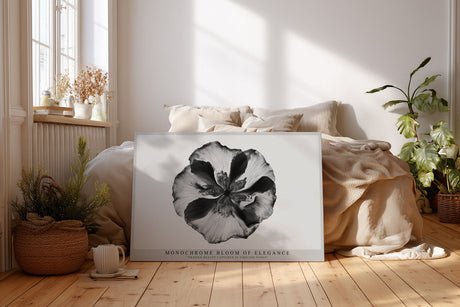Paul Sinus Wandbild Monochrome Bloom of Elegance – Minimalistische Blütendarstellung in Schwarzweiß – Zeitloses Wandbild mit klarer Form und ruhiger Ästhetik.