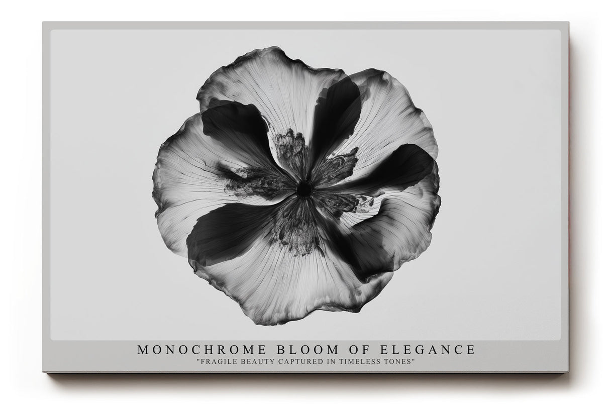 Paul Sinus Wandbild Monochrome Bloom of Elegance – Minimalistische Blütendarstellung in Schwarzweiß – Zeitloses Wandbild mit klarer Form und ruhiger Ästhetik.