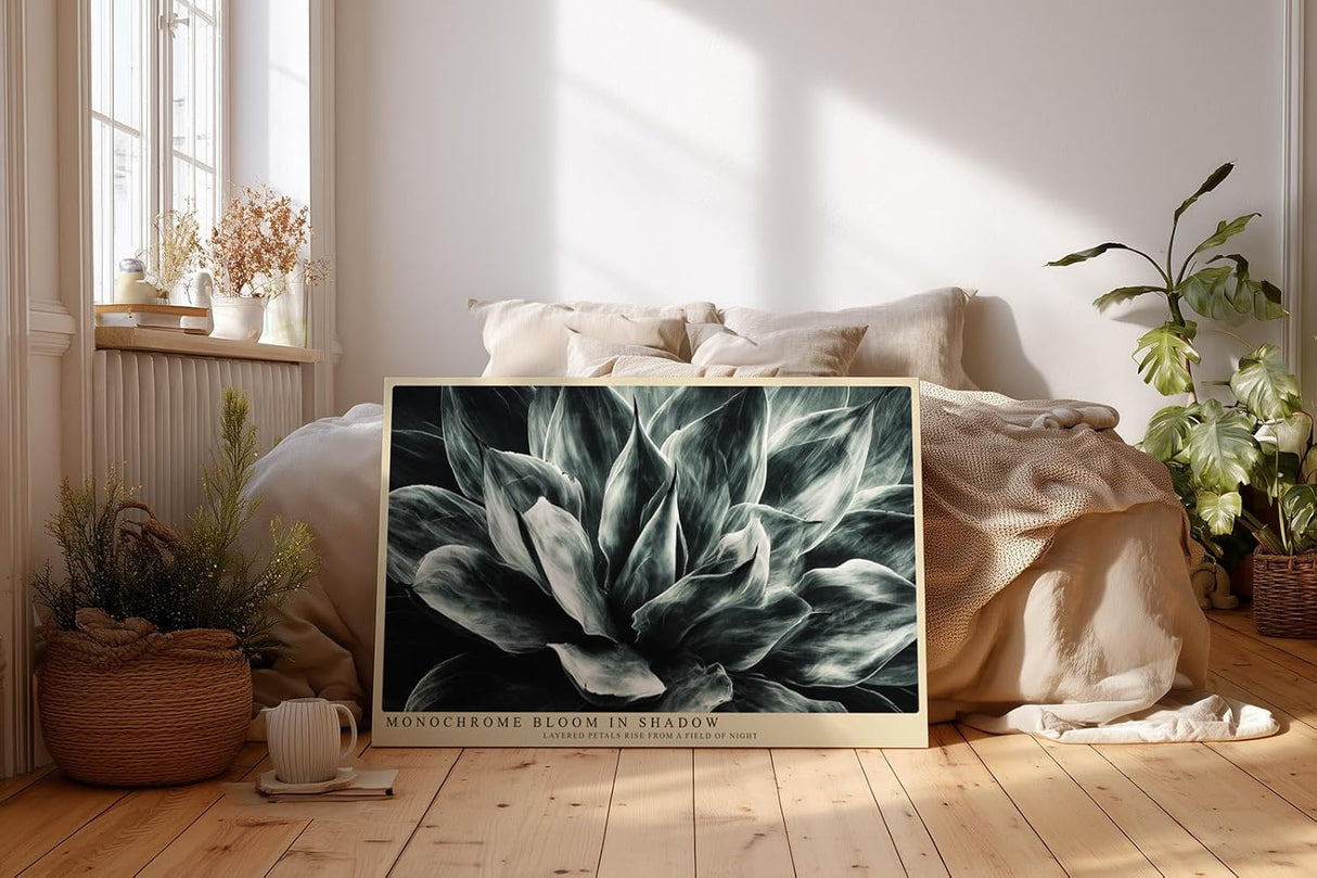 Paul Sinus Wandbild 120x80cm Monochrome Blume botanische Kunst Schwarz Weiss moderne Pflanzen Wanddekoration Wohnzimmer Schlafzimmer