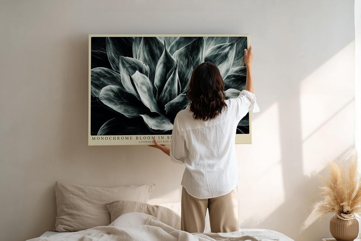 Paul Sinus Wandbild 120x80cm Monochrome Blume botanische Kunst Schwarz Weiss moderne Pflanzen Wanddekoration Wohnzimmer Schlafzimmer