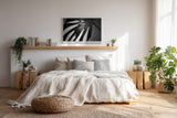 Paul Sinus Wandbild 120x80cm Monstera Blatt schwarz weiß Makro Pflanzenstruktur minimalistische Naturfotografie moderne botanische