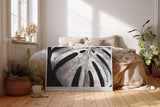 Paul Sinus Wandbild 120x80cm Monstera Blatt schwarz weiss minimalistische Natur Kunst modern grafisches Blattmotiv Kunstdruck grosses Wandbild 120x80cm elegante Wanddekoration fuer Wohnzimmer Büro