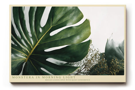 Paul Sinus Wandbild 120x80cm Monstera in Morning Light Tropische Pflanzen Kunst mit Monstera Blatt Moderne Natur Wanddekoration