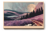 Paul Sinus Wandbild 120x80cm Moon Over Lilac Hills romantische Landschaft mit Mond und lilafarbenen Hügeln Natur Poster für Wohnzimmer Schlafzimmer
