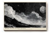 Paul Sinus Wandbild 120x80cm Moon Over Silent Range schwarz weiß Nachtlandschaft mit Mond und Sternenhimmel Kunst Poster für Wohnzimmer Schlafzimmer