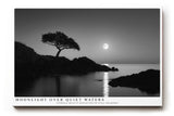 Paul Sinus Wandbild Moonlight over Quiet Waters poetische Schwarz Weiß Landschaft mit ruhigem See und sanftem Mondlicht