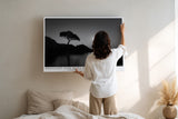 Paul Sinus Wandbild Moonlight over Quiet Waters poetische Schwarz Weiß Landschaft mit ruhigem See und sanftem Mondlicht