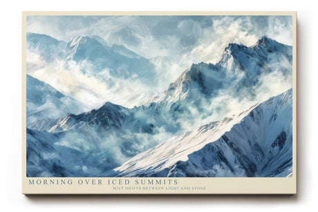 Paul Sinus Wandbild 120x80cm Morning Over Iced Summits ruhige Schneebirge Landschaft moderne Natur Kunst Poster für Wohnzimmer Schlafzimmer