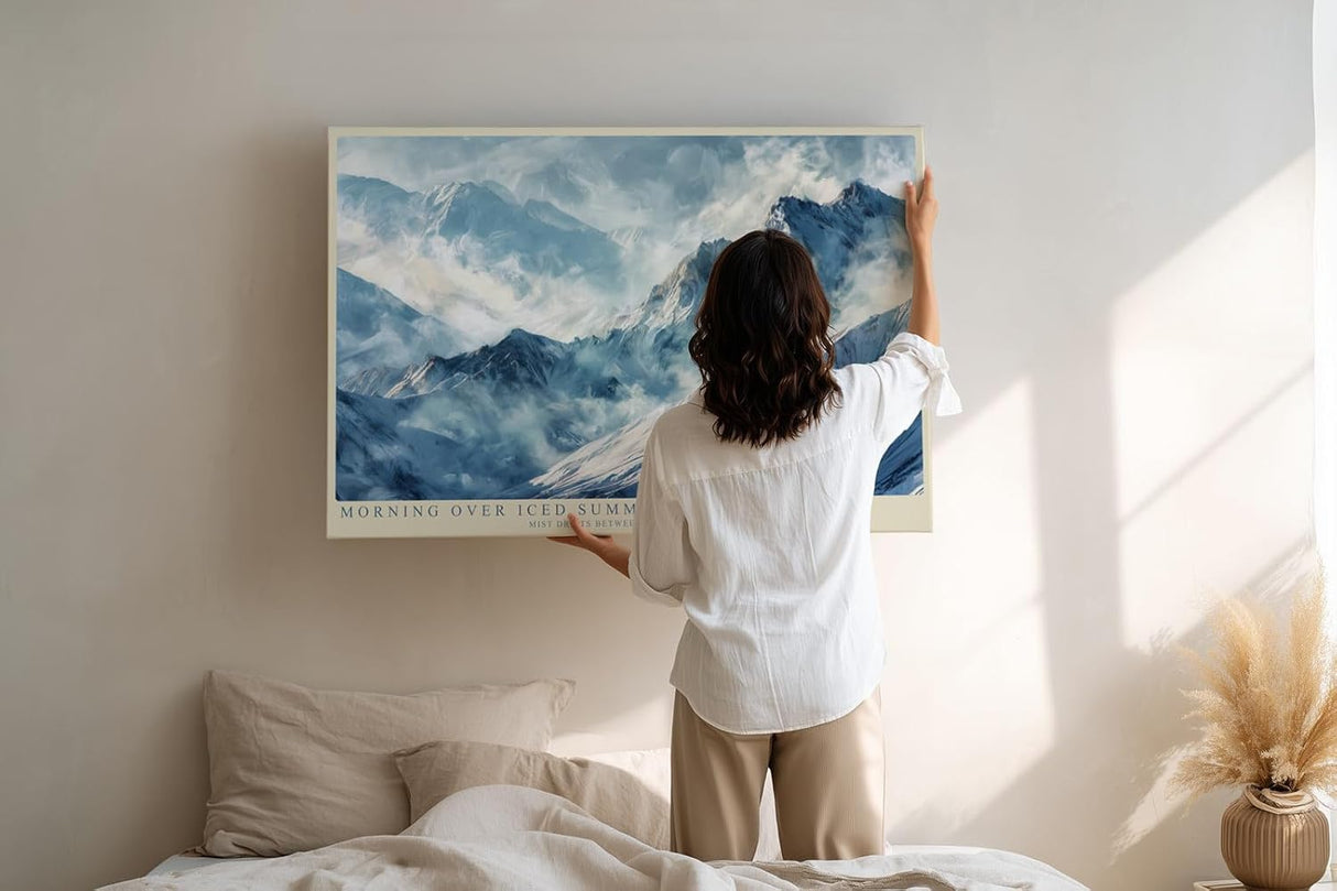 Paul Sinus Wandbild 120x80cm Morning Over Iced Summits ruhige Schneebirge Landschaft moderne Natur Kunst Poster für Wohnzimmer Schlafzimmer