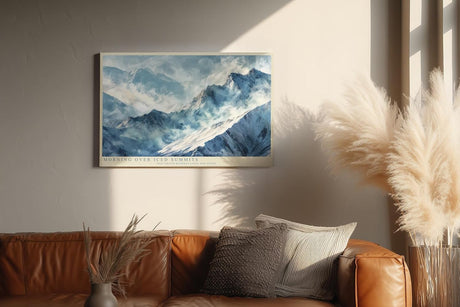 Paul Sinus Wandbild 120x80cm Morning Over Iced Summits ruhige Schneebirge Landschaft moderne Natur Kunst Poster für Wohnzimmer Schlafzimmer