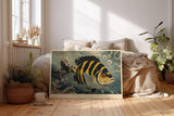 Paul Sinus Wandbild 120x80cm Mosaik Fisch Antike Kunst LeinWandbild 120x80cm Mediterrane Wanddekoration Klassisches Meeresmotiv