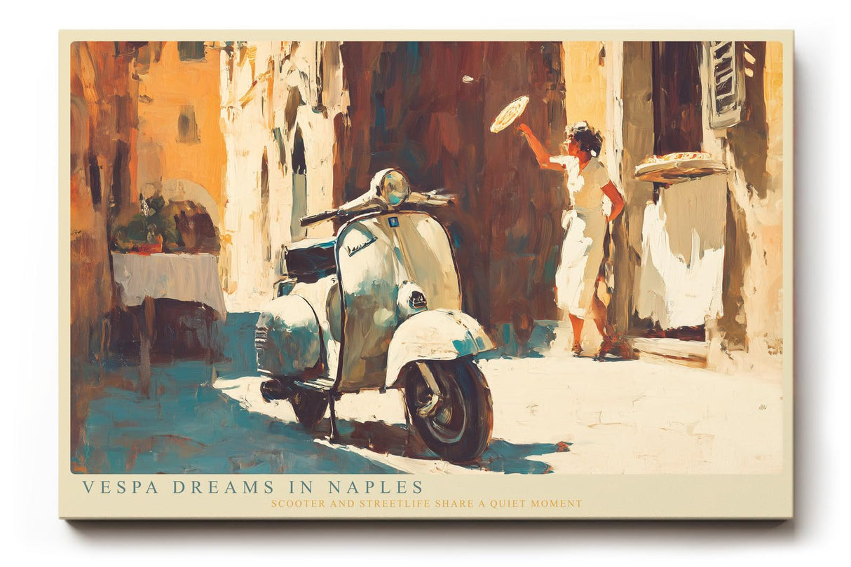 Paul Sinus Wandbild 120x80cm MotorrollerDreams in Naples italienische Gasse mit MotorrollerRoller Kunst Poster für Wohnzimmer Küche