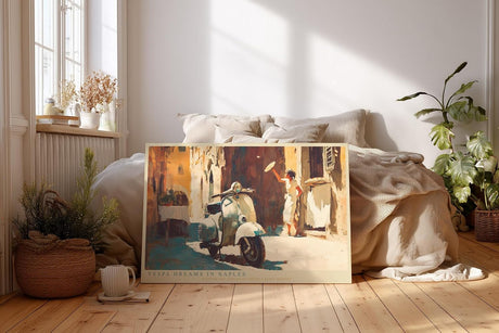 Paul Sinus Wandbild 120x80cm MotorrollerDreams in Naples italienische Gasse mit MotorrollerRoller Kunst Poster für Wohnzimmer Küche