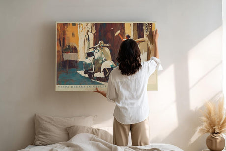 Paul Sinus Wandbild 120x80cm MotorrollerDreams in Naples italienische Gasse mit MotorrollerRoller Kunst Poster für Wohnzimmer Küche