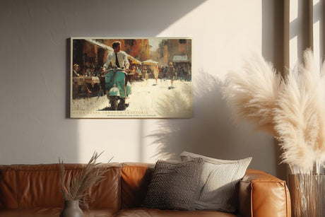 Paul Sinus Wandbild 120x80cm MotorrollerItalien Strasse Rom Stadt Szene Kunstmotiv Mediterrane Lebensart