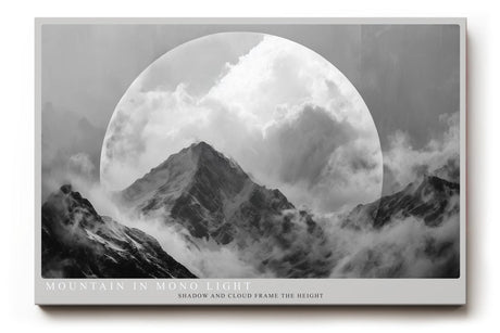 Paul Sinus Wandbild 120x80cm Mountain in Mono Light dramatische schwarz weiß Berglandschaft mit Mond moderne Natur Fotokunst Poster für Wohnzimmer Büro