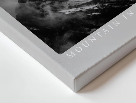 Paul Sinus Wandbild 120x80cm Mountain in Mono Light dramatische schwarz weiß Berglandschaft mit Mond moderne Natur Fotokunst Poster für Wohnzimmer Büro