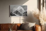 Paul Sinus Wandbild 120x80cm Mountain in Mono Light dramatische schwarz weiß Berglandschaft mit Mond moderne Natur Fotokunst Poster für Wohnzimmer Büro