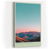 Paul Sinus Wandbild in 40x60cm Mountains at Rest mit von Sonnenlicht gefärbten Bergen unter klarem Himmel für elegante Wandgestaltung