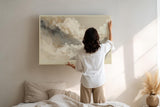Paul Sinus Wandbild 120x80cm Mountains in Moving Mist asiatische Berglandschaft mit Nebel minimalistische Natur Kunst Poster für Wohnzimmer Schlafzimmer Büro