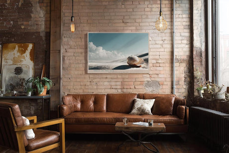 Paul Sinus Wandbild 120x80cm Muschel Strand Landschaft minimalistische Naturfotografie Meer Sand moderne Wanddekoration fuer Wohnzimmer Büro