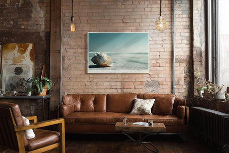 Paul Sinus Wandbild 120x80cm Muschel Strand minimalistische Naturfotografie ruhiges Meeresmotiv stilvolle Wanddekoration fuer Wohnzimmer Büro
