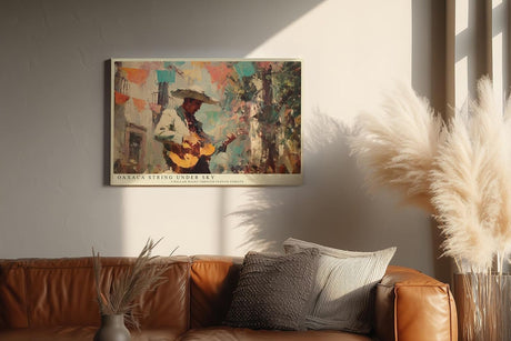 Paul Sinus Wandbild 120x80cm Musiker Strasse Mexiko Kunstmotiv Gitarrist in farbenfroher Stadt Szene