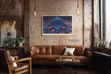 Paul Sinus Wandbild 120x80cm mystische Baumlandschaft Nacht moderne Naturkunst blau violett grosses Landschaftsbild stilvolle Wanddekoration fuer Wohnzimmer Büro