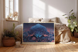 Paul Sinus Wandbild 120x80cm mystische Baumlandschaft Nacht moderne Naturkunst blau violett grosses Landschaftsbild stilvolle Wanddekoration fuer Wohnzimmer Büro