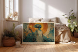 Paul Sinus Wandbild 120x80cm Mystische Frau Kosmische Kunstmotiv Jugendstil Inspiration mit goldener Sonne
