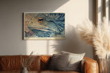 Paul Sinus Wandbild 120x80cm Mystischer Leguan in Fantasie Naturkunst Blau Gold Surreale Tierkunst Wanddekoration