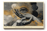 Paul Sinus Wandbild 120x80cm Mystisches Auge Hand Symbol Kunstmotiv Abstrakte spirituelle Illustration in Gold und Schwarz