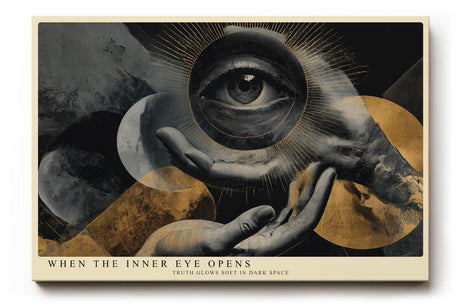 Paul Sinus Wandbild 120x80cm Mystisches Auge in Händen Moderne Surreale Kunst in Schwarz Gold für Wohnzimmer Büro und Atelier