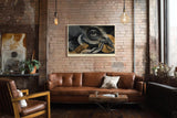 Paul Sinus Wandbild 120x80cm Mystisches Auge in Händen Moderne Surreale Kunst in Schwarz Gold für Wohnzimmer Büro und Atelier