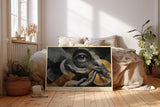 Paul Sinus Wandbild 120x80cm Mystisches Auge in Händen Moderne Surreale Kunst in Schwarz Gold für Wohnzimmer Büro und Atelier