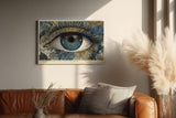 Paul Sinus Wandbild 120x80cm Mystisches Auge Kunst in Blau Gold Kosmisches Design Moderne Wanddekoration für Wohnzimmer Büro und Atelier