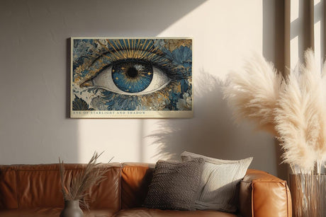 Paul Sinus Wandbild 120x80cm Mystisches Auge Kunst in Blau Gold Kosmisches Design Moderne Wanddekoration für Wohnzimmer Büro und Atelier